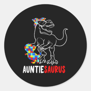 Sticker Rond Tanteisaurus T Rex Dinosaure Autisme Sensibilisati