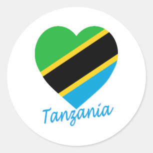 Sticker Rond Tanzanie - Coeur du drapeau
