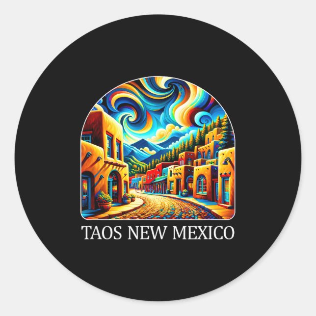 Sticker Rond Taos New Mexico - Expressionism Art -  (Devant)