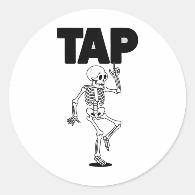 Sticker Rond Tap Dance Lover Skeleton Danser Professeur Danser (Devant)