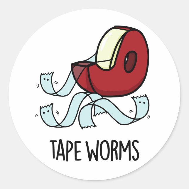 Sticker Rond Tape Vers Drôles de Blagues de Ruban Adhésif  (Devant)