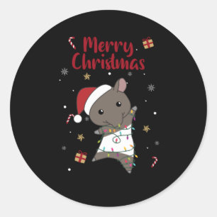 Sticker Rond Tapir Noël Tapire Animaux d'hiver
