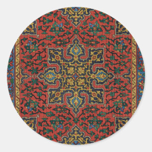 Sticker Rond Tapis Perse Tapis Rouge Bleu classique