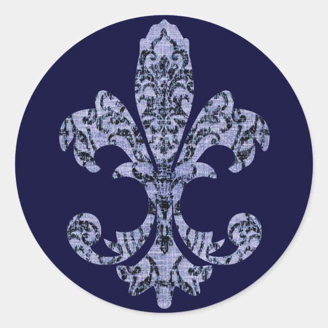 Sticker Rond Tapisserie Fleur de lis 1 (Devant)