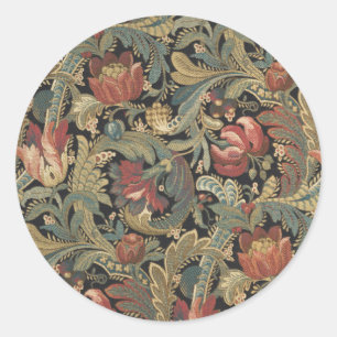 Sticker Rond Tapisserie florale riche Brocade Antique Classique