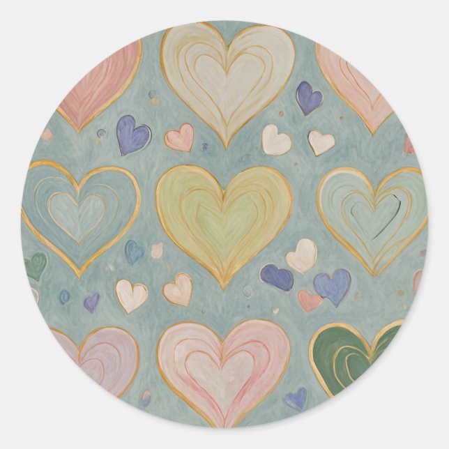 Sticker Rond Tapisserie Pastel Heart (Devant)