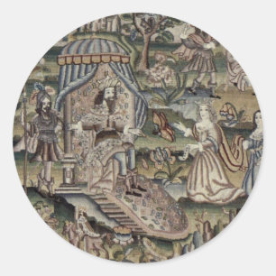 Sticker Rond Tapisserie vintage Queen Esther Broderie violet