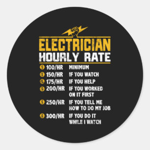 Sticker Rond Tarif Horaire De L'Électricien Pour Électricien