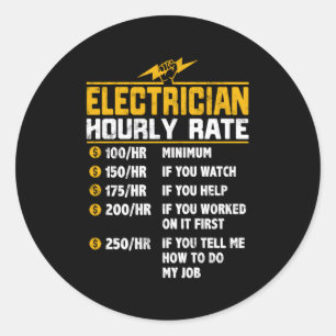 Sticker Rond Tarif Horaire De L'Électricien Pour Électricien