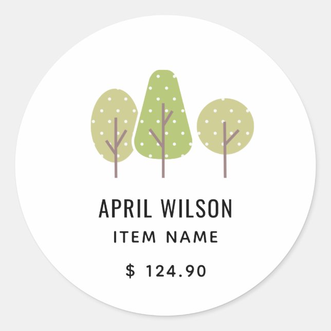 STICKER ROND TARIF PASTEL VERT ARBRE TRIO PAYSAGE (Devant)