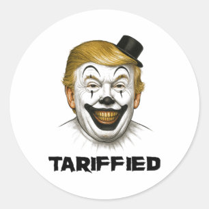 Sticker Rond Tarifié - Drôle Économie Tarifs Horreur Trump Clow
