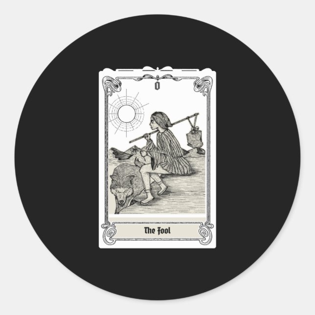 Sticker Rond Tarot Engraving - L'idiot O (Devant)