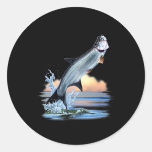 Sticker Rond Tarpon Poisson Eau Douce Faune Chasse Pêche A