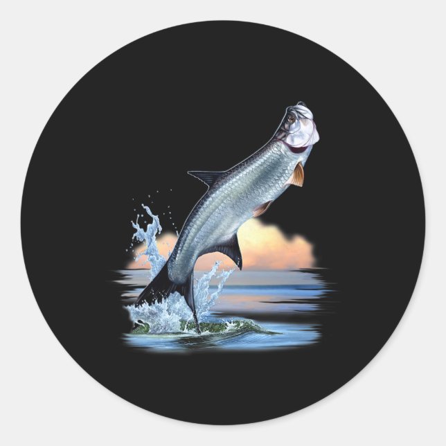 Sticker Rond Tarpon Poisson Eau Douce Faune Chasse Pêche A (Devant)