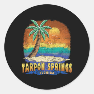 Sticker Rond Tarpon Springs Floride Souvenir Vintage désorganis