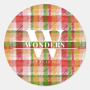 Sticker Rond Tartan Bases Texture de Carreaux Monogramme