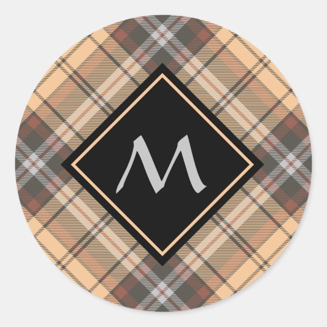 Sticker Rond Tartan beige et Brown (Devant)