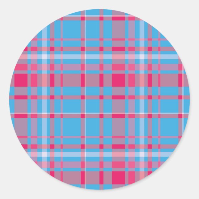 Sticker Rond Tartan bleu et rouge (Devant)