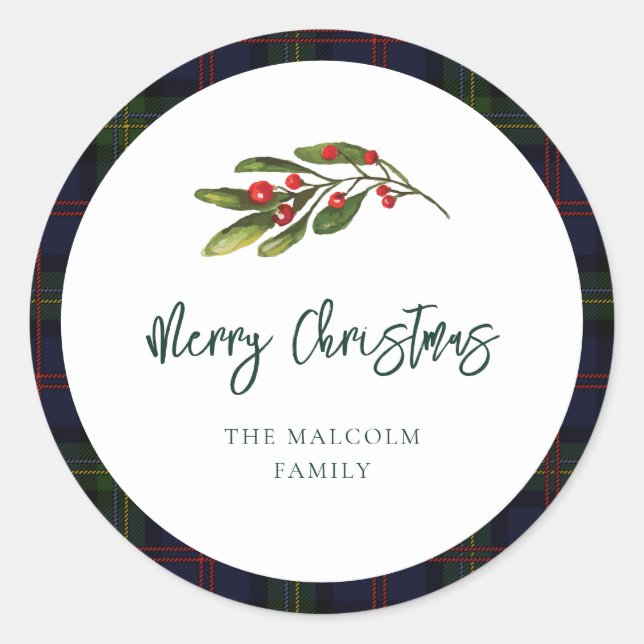 Sticker Rond Tartan classique rustique plaqué (Devant)