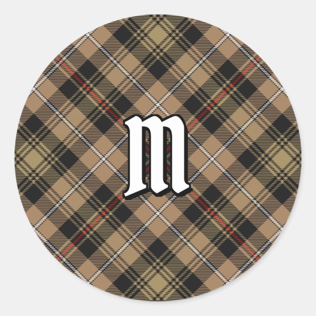 Sticker Rond Tartan de chasse marron Clan MacKenzie (Devant)