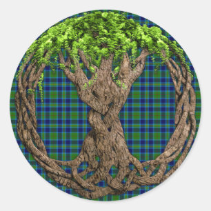 Sticker Rond Tartan de Miller de clan et arbre de la vie