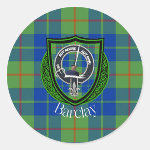 Sticker Rond Tartan et blason du clan écossais Barclay