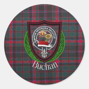 Sticker Rond Tartan et blason du clan écossais Buchan