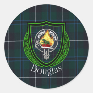 Sticker Rond Tartan et blason du clan écossais Douglas