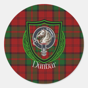 Sticker Rond Tartan et blason du clan écossais Dunbar