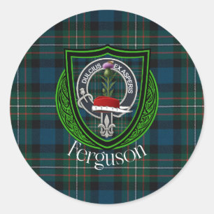 Sticker Rond Tartan et blason du clan écossais Ferguson