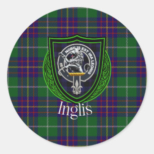 Sticker Rond Tartan et blason du clan écossais Inglis