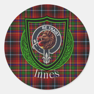 Sticker Rond Tartan et blason du clan écossais Innes