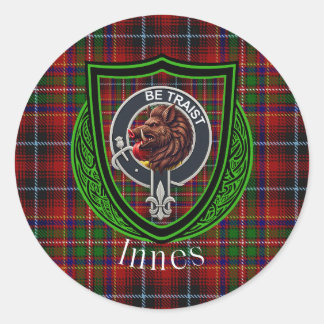 Sticker Rond Tartan et blason du clan écossais Innes