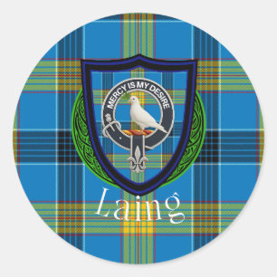 Sticker Rond Tartan et blason du clan écossais Laing
