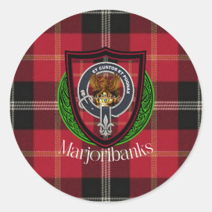 Sticker Rond Tartan et blason du clan écossais Marjoribanks