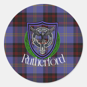 Sticker Rond Tartan et blason du clan écossais Rutherford