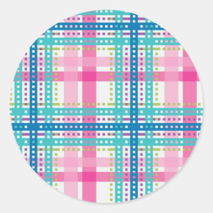 Sticker Rond Tartan, motif de plaid