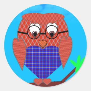 Sticker Rond Tartan Owl