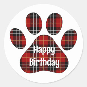 Sticker Rond Tartan Plaid Empreintes Anniversaires