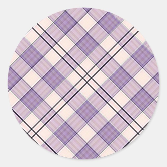 Sticker Rond Tartan violet (Devant)