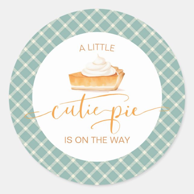 Sticker Rond Tarte à citrouille Cutie  Chute baby shower plaid (Devant)