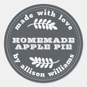 Sticker Rond Tarte à la pomme de pâtisserie maison rustique Hor