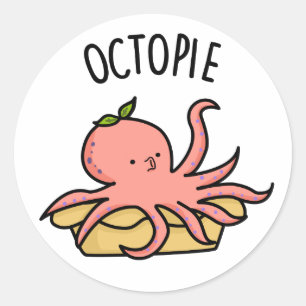 Sticker Rond Tarte à tarte Octo drôle Pie à tarte Octopus