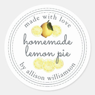 Sticker Rond Tarte au citron maison rustique blanche