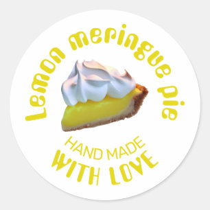Sticker Rond Tarte au citron meringue faite main avec amour