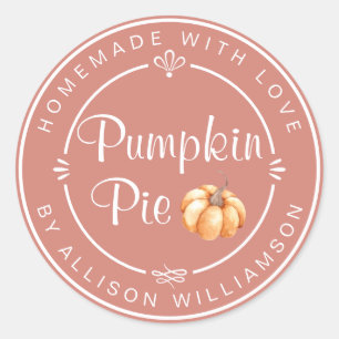 Sticker Rond Tarte au potiron en terre cuite fait maison