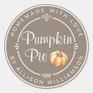 Sticker Rond Tarte au potiron orange taupe fait maison