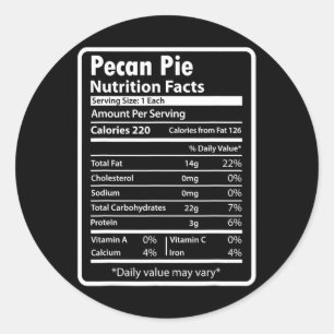 Sticker Rond Tarte aux noix de pécan Drôles de faits nutritionn