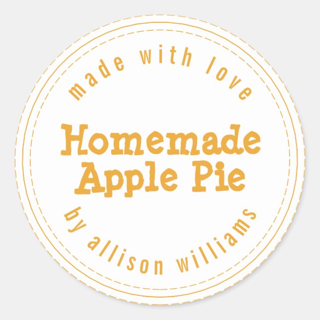 Sticker Rond Tarte Aux Pommes Faite Maison Moderne Jaune Clair  (Devant)