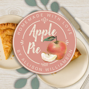 Sticker Rond Tarte aux pommes maison en terre cuite rustique